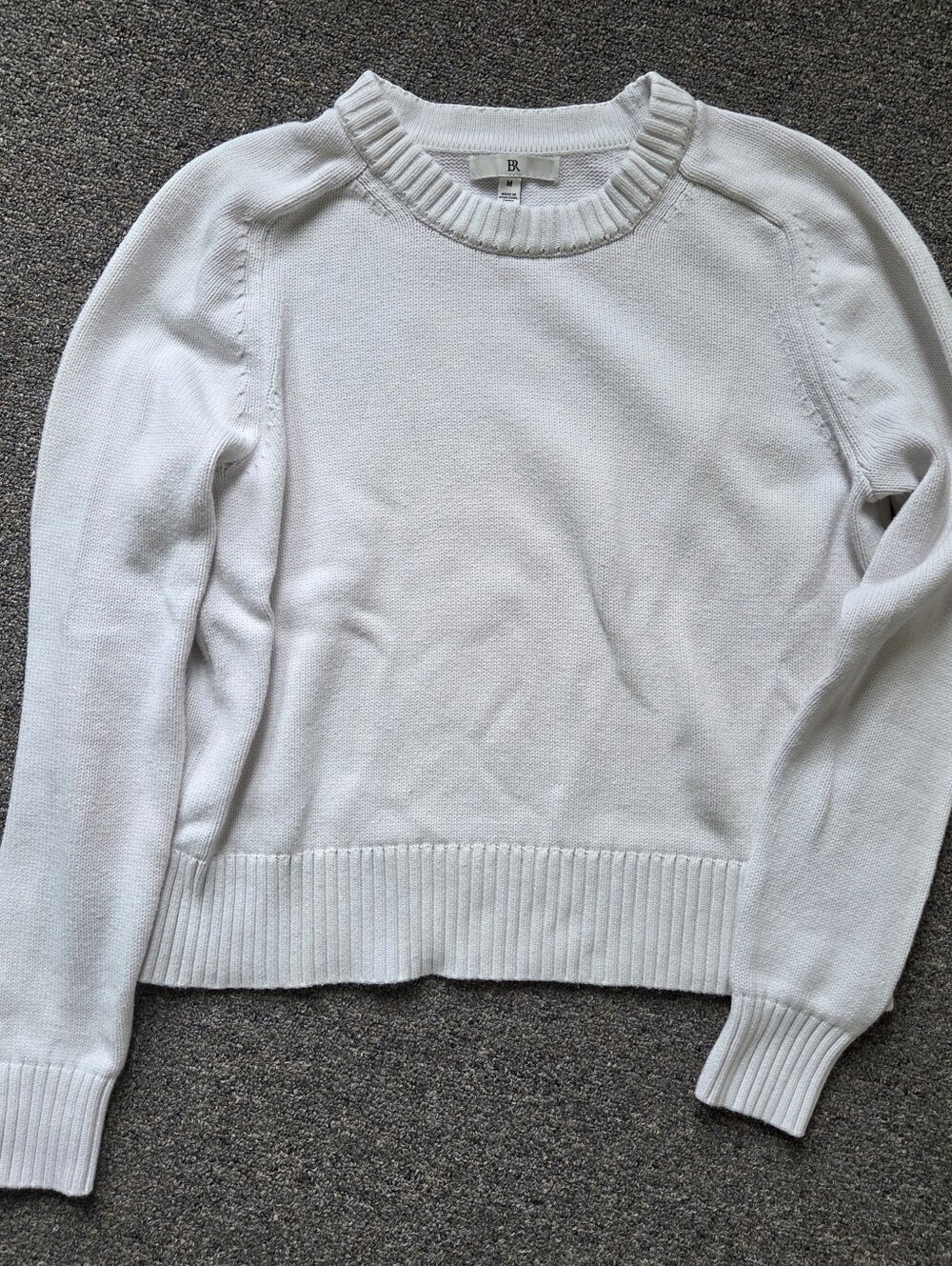 Cotton Silk Blend Crewneck Knit Sweater (Size Medium) Banana Republic
